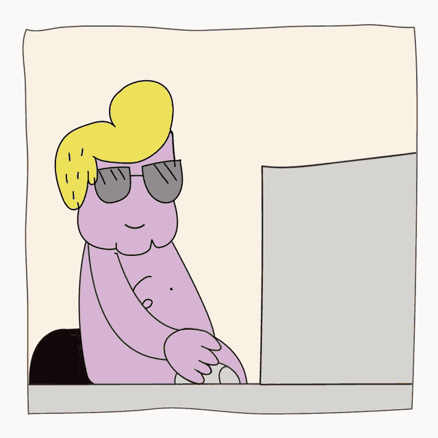 a cartoon drawing of a man wearing sunglasses and holding a piece of paper