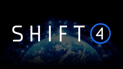 a logo for shift 4 reliably unreliable with a picture of the earth in the background