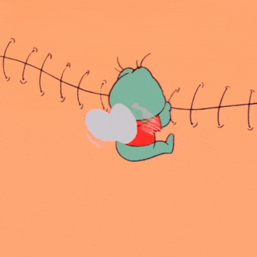 a drawing of stitches on a pink object