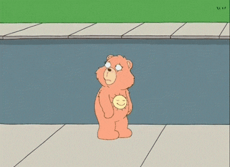 a cartoon of a teddy bear falling into a swimming pool