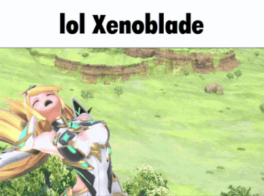 a picture of a video game character with the words lol xenoblade below her