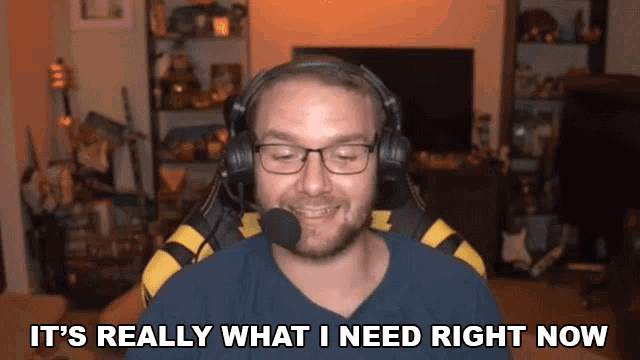a man wearing headphones and glasses says " it 's really what i need right now "