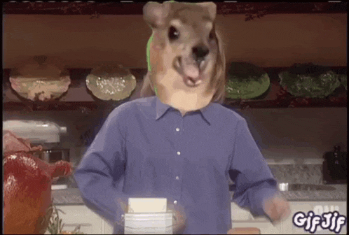 a gif of a person with a deer head on their head