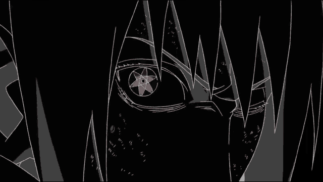 a close up of a person 's face with a red star in the eye .