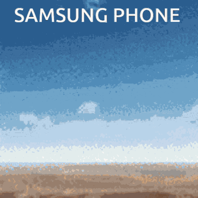a poster for the samsung phone shows a blue sky