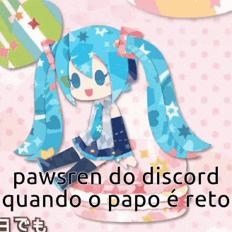 a picture of a girl with blue hair and the words pawsren do discord quando o papo e veto