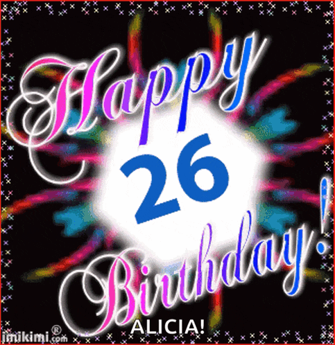 a greeting card that says happy 26th birthday