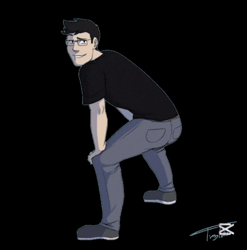 a drawing of a man kneeling down with a green background and the words zip cut on the bottom