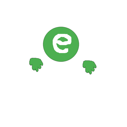 a drawing of a hand giving the middle finger next to a green circle with the letter e on it