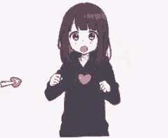 a girl in a black hoodie is yawning and holding a lollipop .