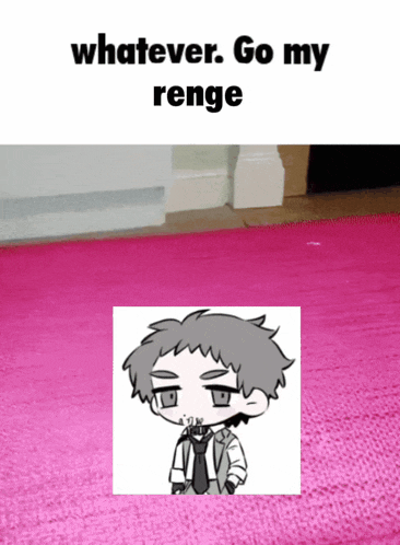 a pink rug with a picture of a man and the words whatever go my range