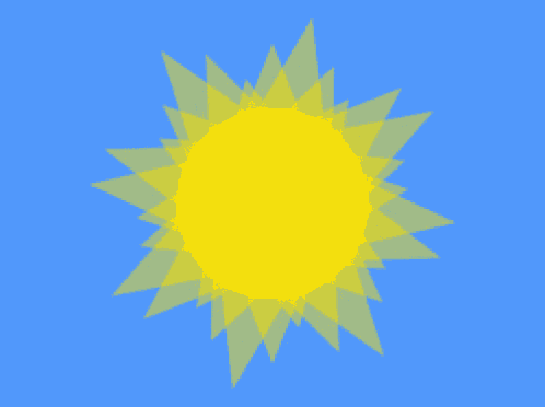 a drawing of a sun with a blue sky in the background