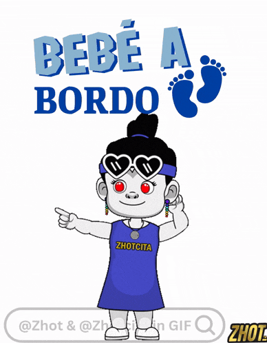 a cartoon girl wearing sunglasses and a zhotcita shirt