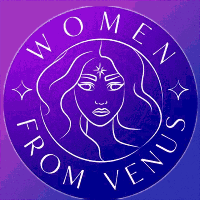 a logo for women from venus with a purple background