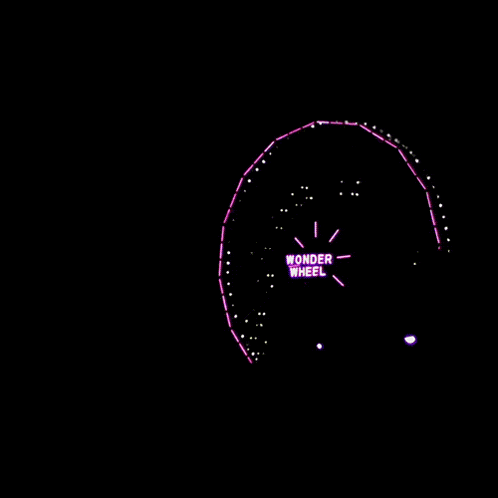 a purple ferris wheel with the words wonder wheel written on it