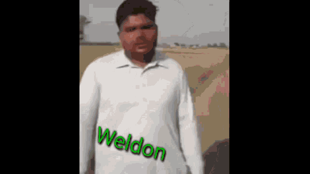 a man in a white shirt with the word weldon on it