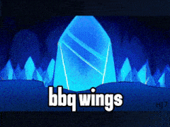 a blue background with the words bbq wings in white