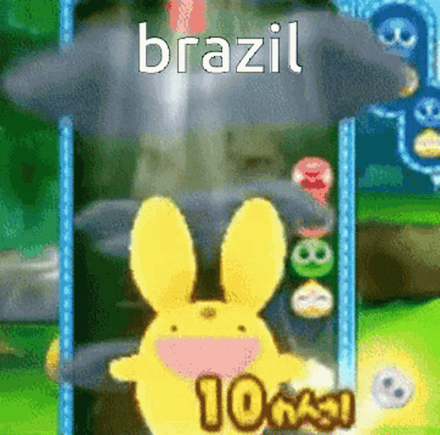 a cartoon bunny with the word brazil written above it