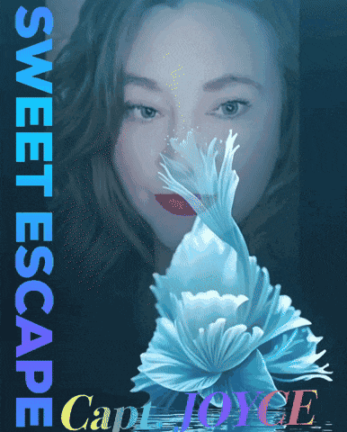 a poster for sweet escape shows a woman with a flower in front of her