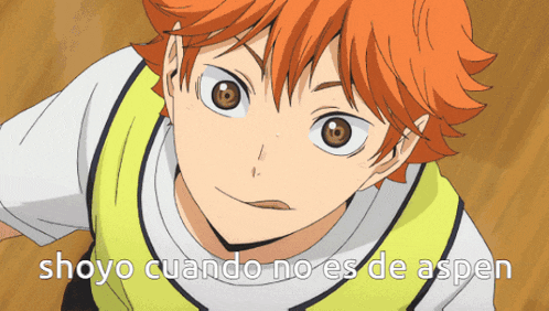 a close up of a person with the words shoyo cuando no es de aspen below them