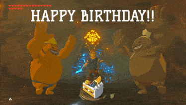 a happy birthday greeting card with cartoon characters