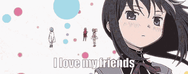 a picture of a girl with the words " i love my friends "