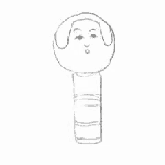 a black and white drawing of a worm with a long tail and a face .