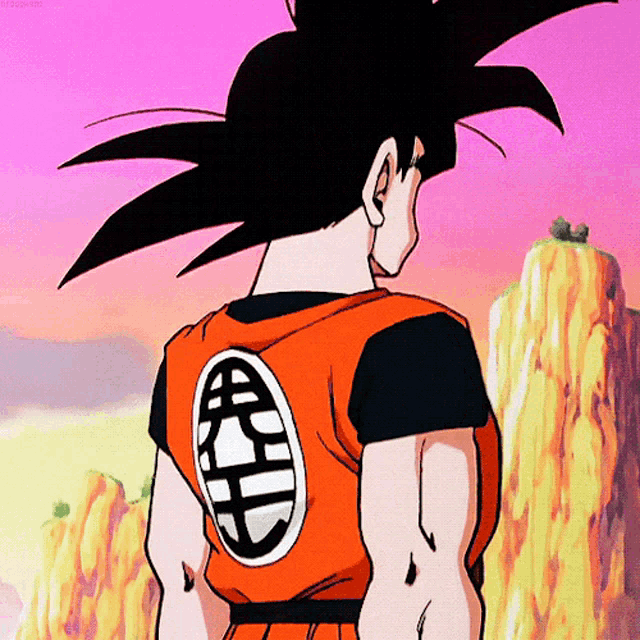 a cartoon of a man with a chinese symbol on the back of his shirt