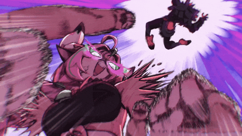a cartoon drawing of a woman being kicked by a monster