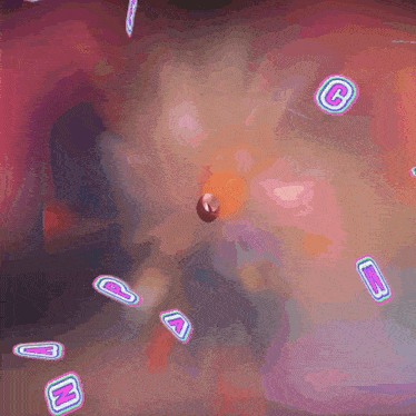 a pink background with bubbles and the letters pr
