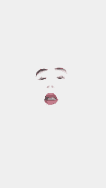 a close up of a woman 's face with her eyes closed and red lips .