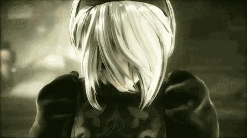 a close up of a video game character with white hair and a cat hat .