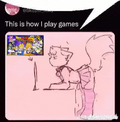 a cartoon of a cat playing a game on a computer .
