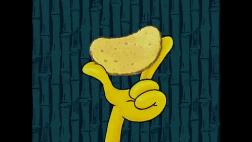 a cartoon of spongebob with a picture of a girl in a top hat behind him