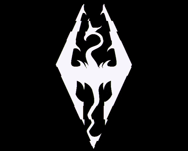 a black and white logo with a dragon in the middle