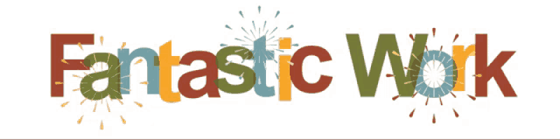a colorful logo for fantastic work has a white background
