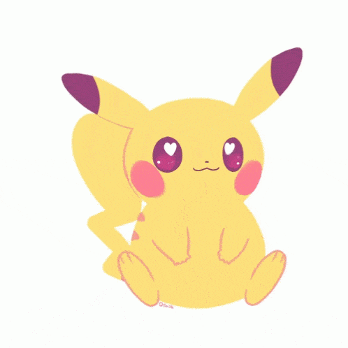 a drawing of a pikachu with hearts on its eyes and the name gsmith below it