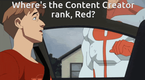 where 's the content creator rank , red ? is the question being asked