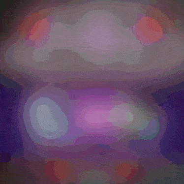 a purple background with a few red spots and a few white spots
