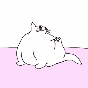 a black and white drawing of a white cat sitting on a pink blanket .