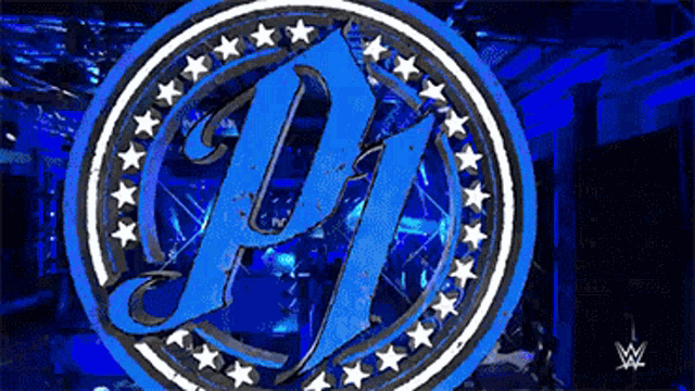 a blue and white logo with the letter h in the center