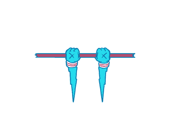 a cartoon illustration of two hands holding a bar with lightning bolts coming out of them