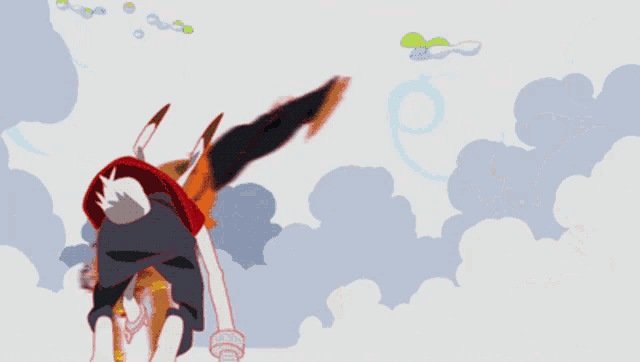 a cartoon drawing of a man and a fox