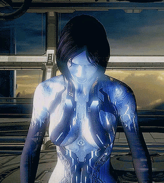 a pixelated image of a naked woman with a glowing body