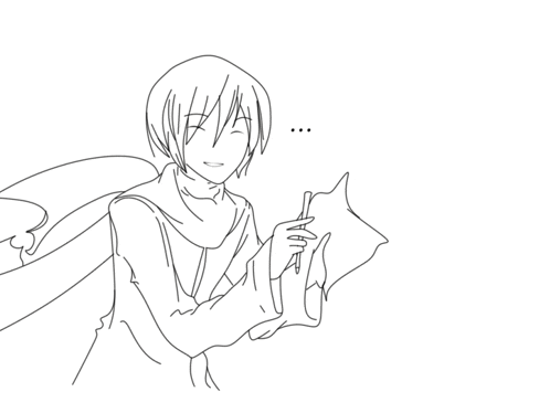 a black and white drawing of a person holding a piece of paper with the word love above them