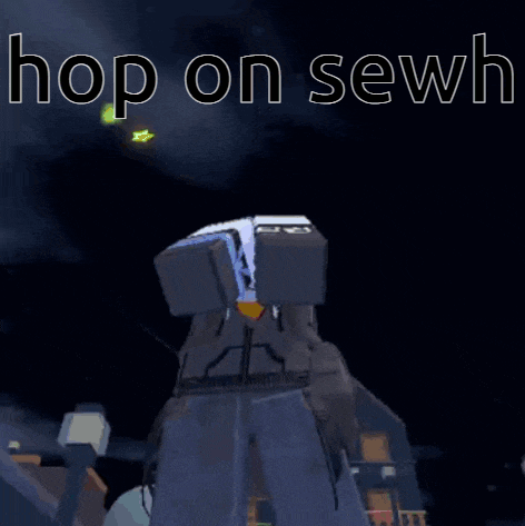 a video game character says hop on sewh