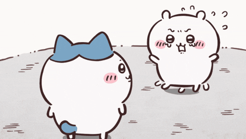 a cartoon character with a blue bow on their head