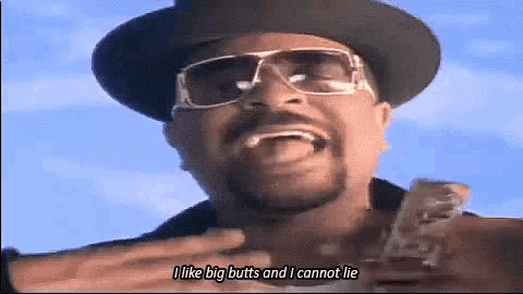 a man wearing a hat and sunglasses is saying i like big butts and i cannot lie