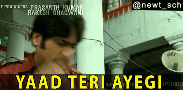 a picture of a man with the caption ' yaad teri ayegi ' on it