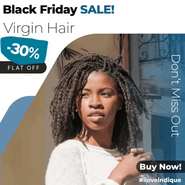 a black friday sale advertisement for virgin hair with a picture of a woman